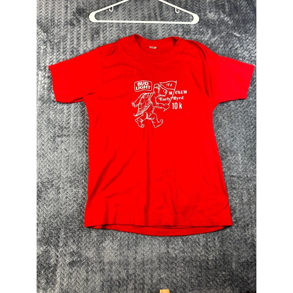 Vintage‎ Screen Stars T Shirt Extra Large Red Bud Light 10K Club Turtle Graphic